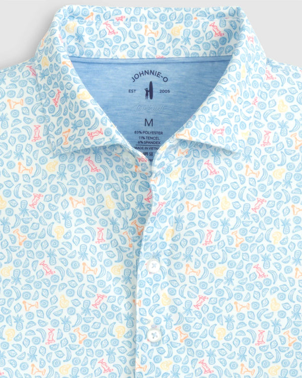 Johnnie-O Briley Printed Top Shelf Performance Polo in Maliblu