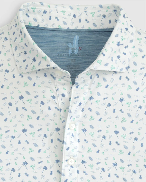 Johnnie-O Oceano Printed Featherweight Performance Polo in White