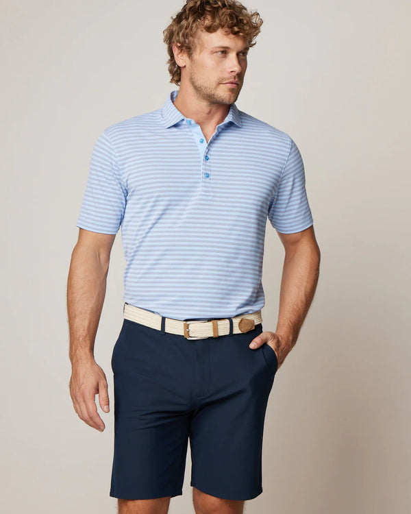 Johnnie-O Kramar Striped Mesh Performance Polo in Maliblu