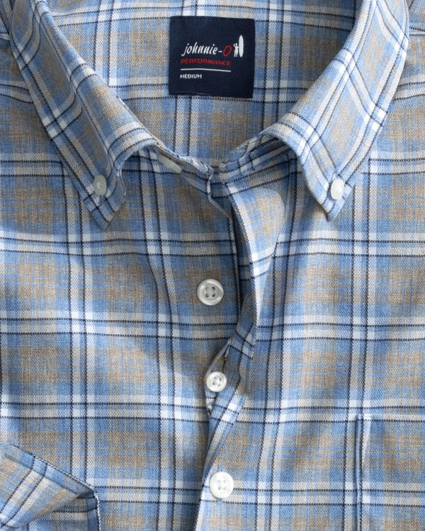 Johnnie-O Scotty Performance Button Up Sport Shirt Navy