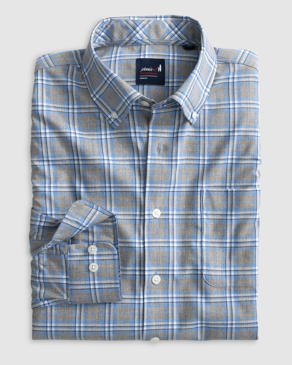 Johnnie-O Scotty Performance Button Up Sport Shirt Navy