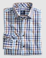 Johnnie-O Tucked Cotton Blend Button Up Shirt - Dartmouth Laguna Blue