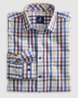 Johnnie-O Tucked Cotton Blend Button Up Shirt - Dartmouth Merlot