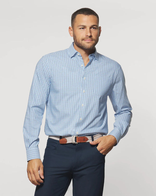 Johnnie-O Acadia Performance Button Up Shirt in Royal