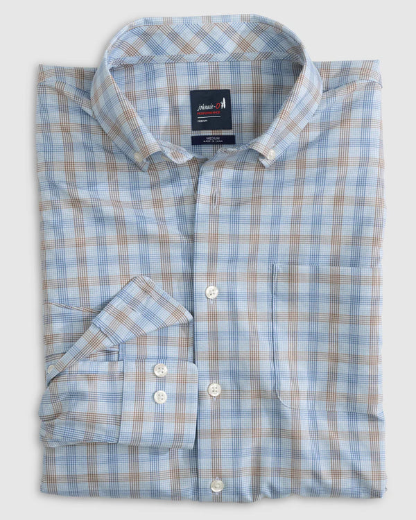 Johnnie-O Lowell Performance Button Up Shirt in Maliblu