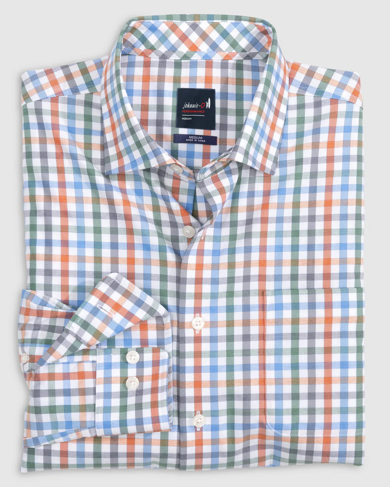 Johnnie-O Elias Performance Button Up Shirt in Laguna Blue