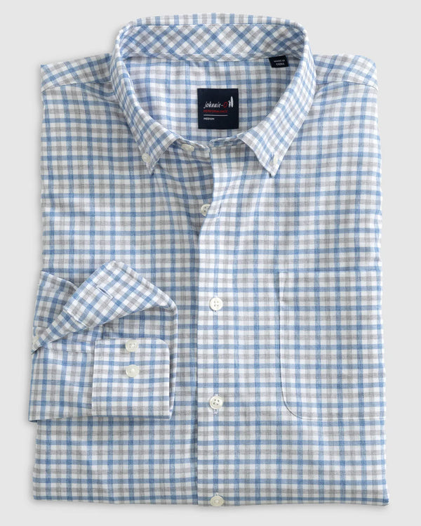 Johnnie-O Rylen Performance Button Up Shirt in Wake