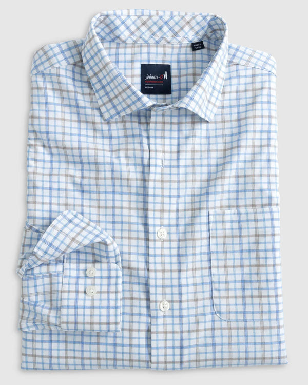 Johnnie-O Biles Performance Button Up Shirt in Maliblu