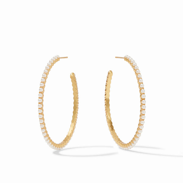 Julie Vos Juliet Hoop Gold Swarovski Pearl Large