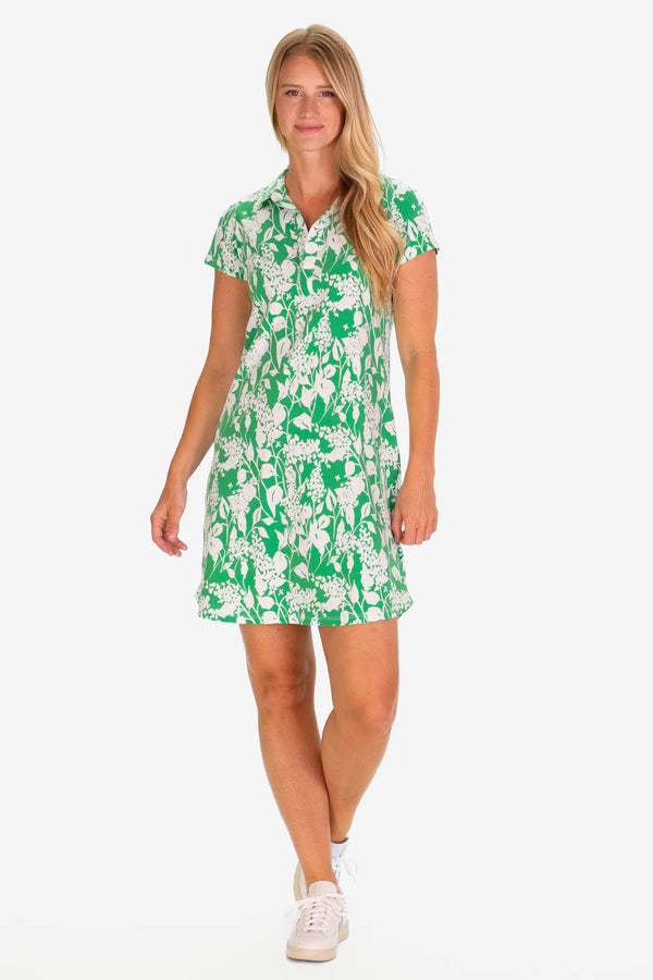 Duffield Lane Kit Short Sleeve collared Dress Green Garden