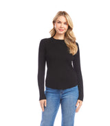 Karen Kane Ribbed Crewneck Sweater Black