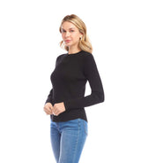 Karen Kane Ribbed Crewneck Sweater Black