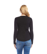 Karen Kane Ribbed Crewneck Sweater Black