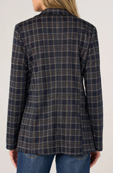 Liverpool Boyfriend Blazer Navy Tan Plaid