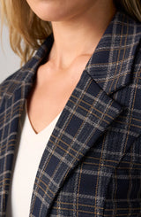 Liverpool Boyfriend Blazer Navy Tan Plaid