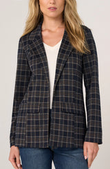 Liverpool Boyfriend Blazer Navy Tan Plaid