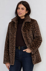Liverpool Collared Faux Fur Coat Brown Multi