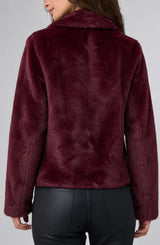 Liverpool Collared Faux Fur Jacket Dark Oxblood