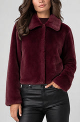 Liverpool Collared Faux Fur Jacket Dark Oxblood