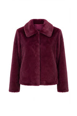 Liverpool Collared Faux Fur Jacket Dark Oxblood