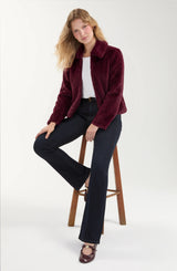 Liverpool Collared Faux Fur Jacket Dark Oxblood