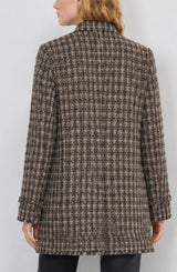 Liverpool Mandarin Collar Lady Coat Taupe Multi