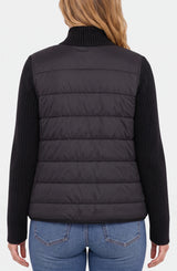 Liverpool Zip Front Quilted Sweater Jacket Black