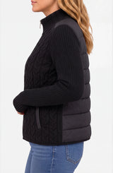 Liverpool Zip Front Quilted Sweater Jacket Black