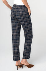 Liverpool Kayla Pull-on Trouser Navy Tan Plaid