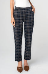 Liverpool Kayla Pull-on Trouser Navy Tan Plaid