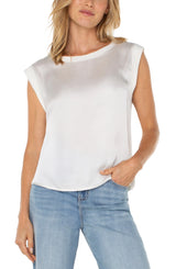 Liverpool Sleeveless Woven To Knit Top