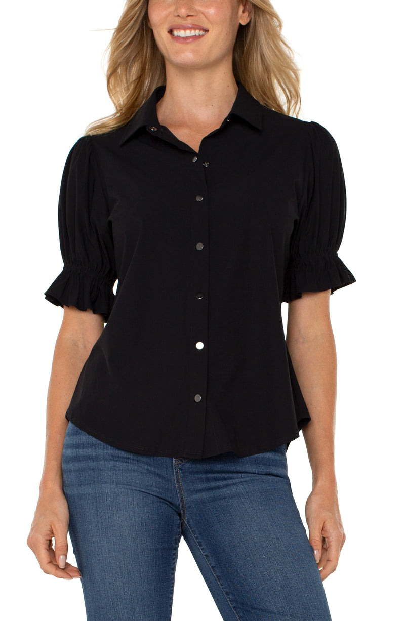 Liverpool Snap Front Knit Shirt Black