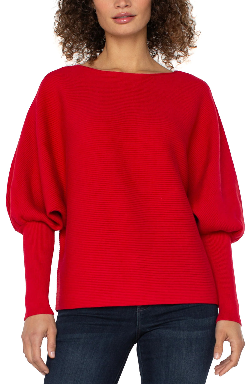 Liverpool Long Sleeve Boat Neck Dolman Sweater Tango Red