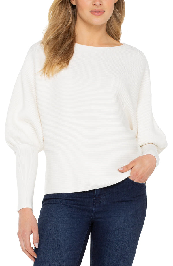 Liverpool Long Sleeve Boat Neck Dolman Sweater Vintage White
