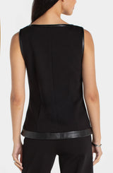 Liverpool Boatneck Vest W/ Faux Leather Trim Black
