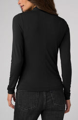 Liverpool Long Sleeve Wrap Neck Knit Top Black