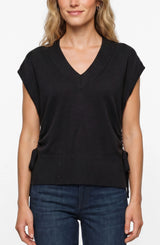 Liverpool V-neck Dolman Sweater W/ Ties Black