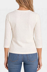 Liverpool 3/4 Sleeve Knit Top W/ Rib Trim French Vanilla