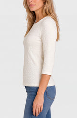 Liverpool 3/4 Sleeve Knit Top W/ Rib Trim French Vanilla
