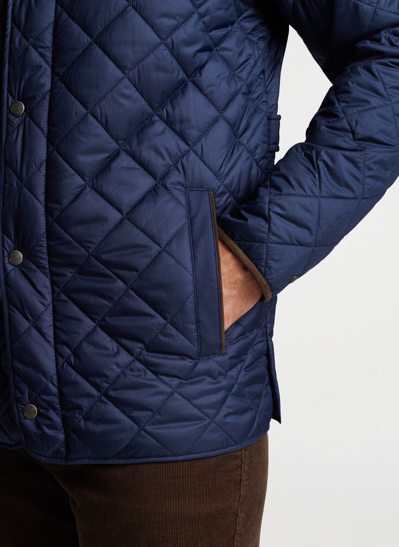 Peter Millar Suffolk Quilted Travel Coat in Navy