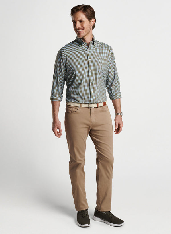 Peter Millar Geary Performance Twill Sport Shirt in Juniper