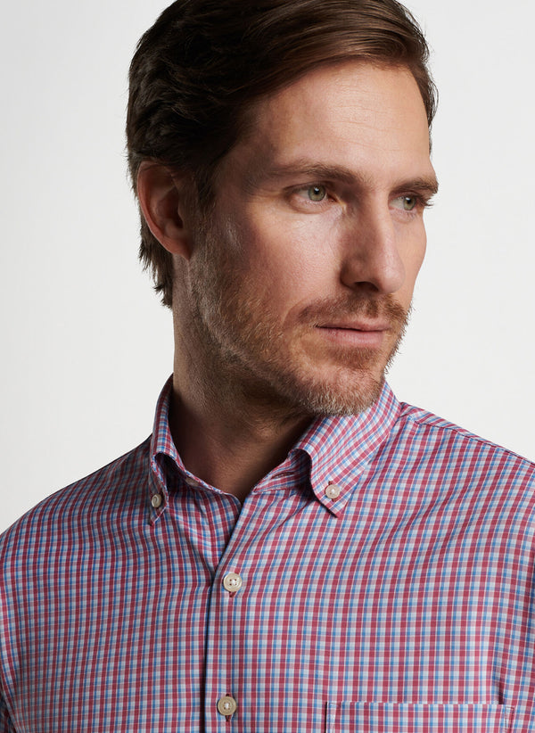 Peter Millar Ashbury Performance Twill Sport Shirt in Radish