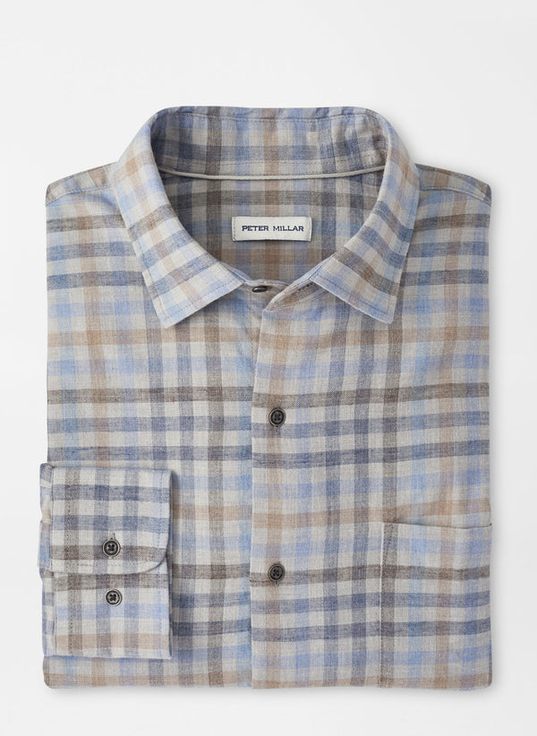 Peter Millar Hill Point Cotton Sport Shirt in British Grey