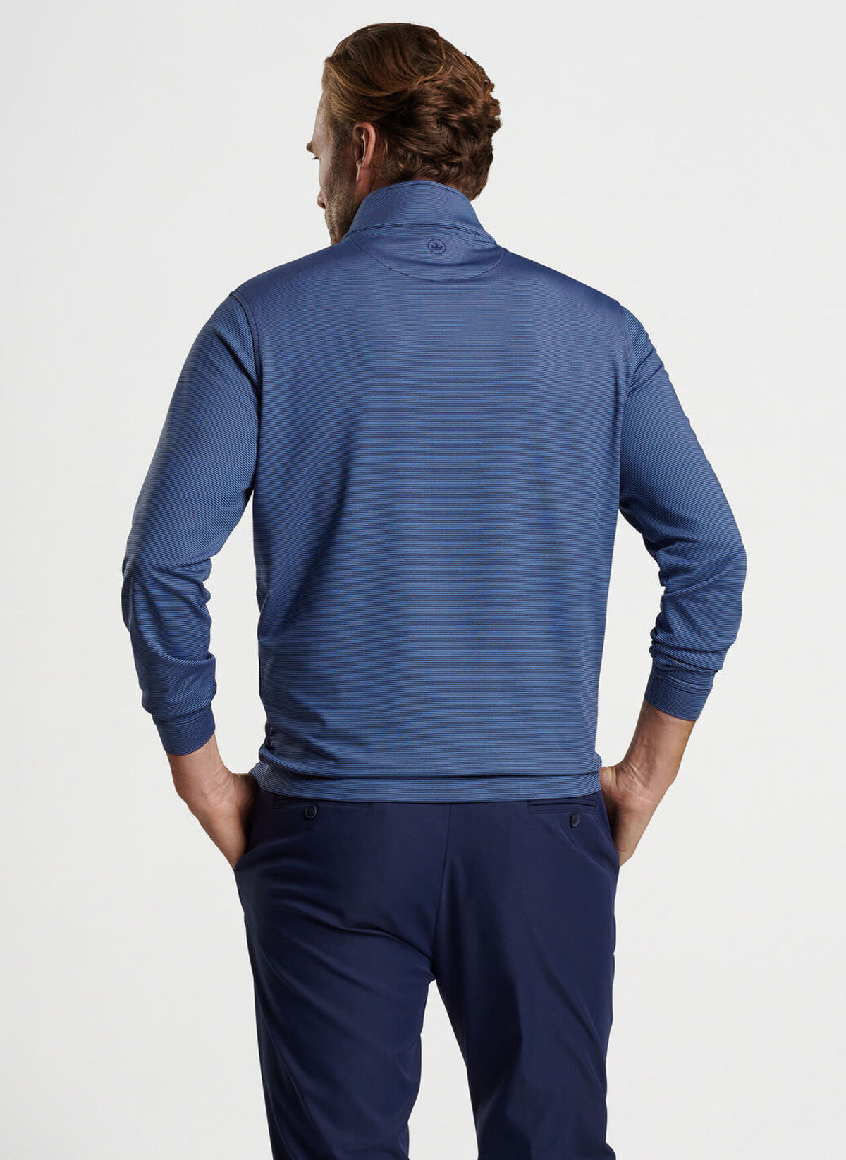 Peter Millar Perth Sugar Stripe Performance Quarter-Zip Navy