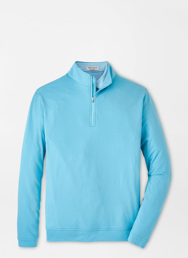 Peter Millar Perth Oval Stitch Performance Quarter-Zip Cyan