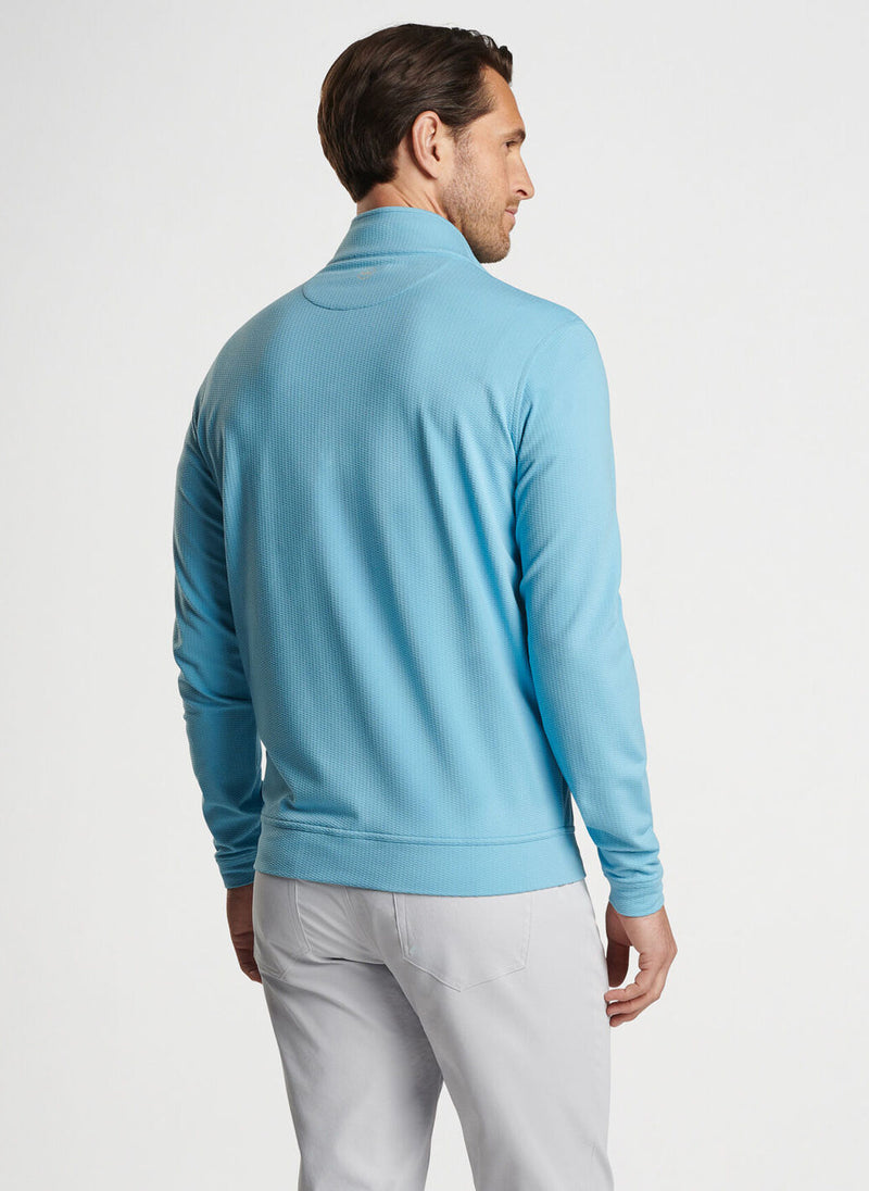 Peter Millar Perth Oval Stitch Performance Quarter-Zip Cyan