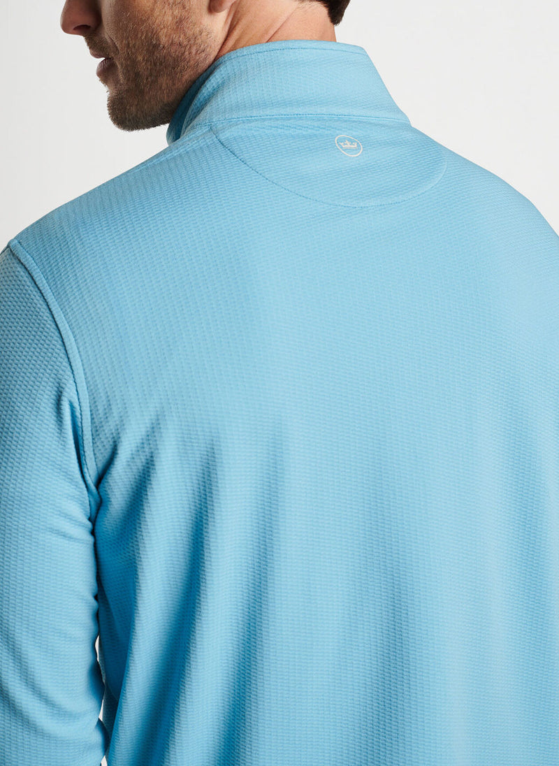 Peter Millar Perth Oval Stitch Performance Quarter-Zip Cyan
