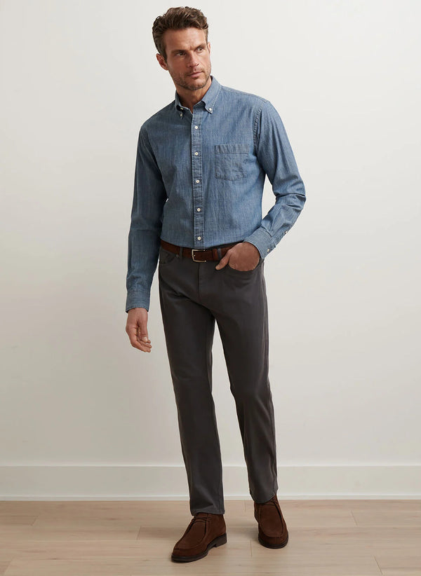 Peter Millar Signature Sateen Five-Pocket Pant Iridium