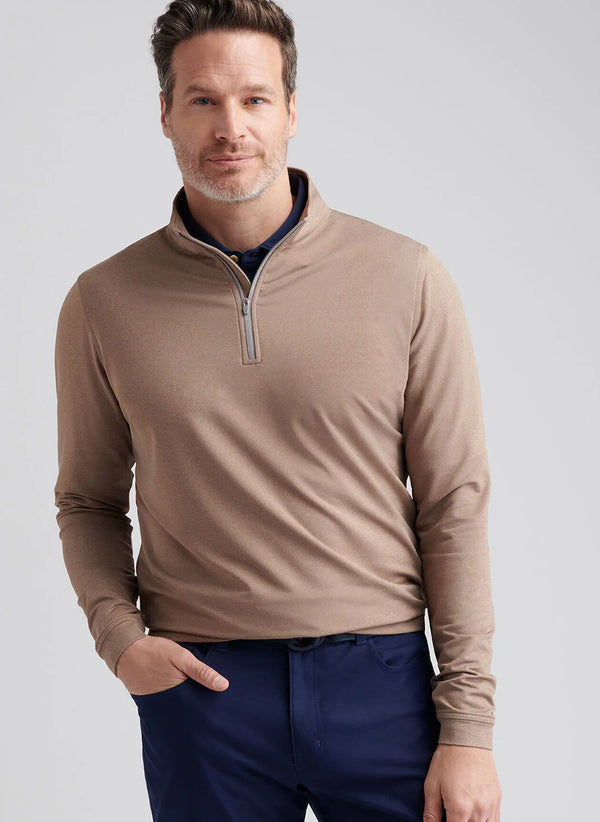 Peter Millar Perth Mélange Performance Quarter-Zip Poplar Brown