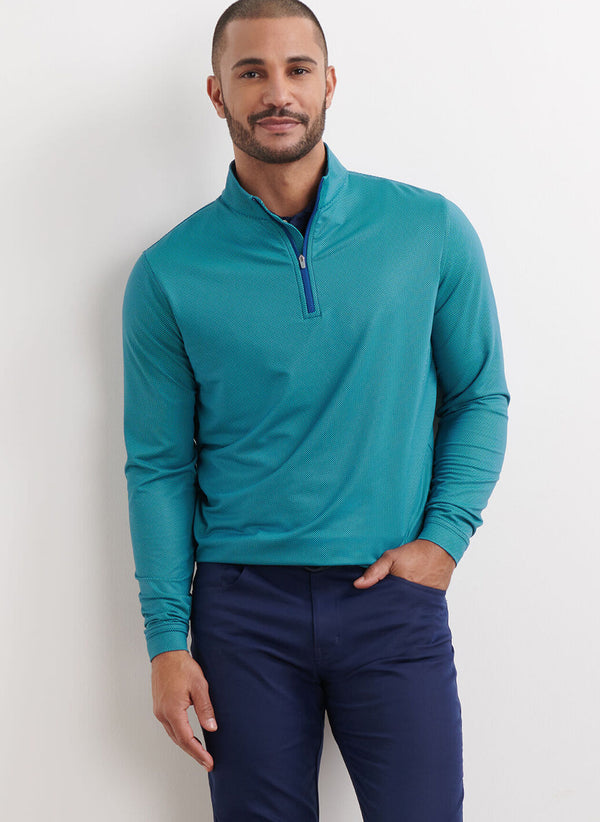 Peter Millar Perth Birdseye Performance Quarter-Zip Sport Navy